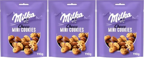 3x 110g Milka Mini Cookies Galletas con Pepitas de Chocolate 3x 110g Milka Mini Cookies Galletas con Pepitas de Chocolate