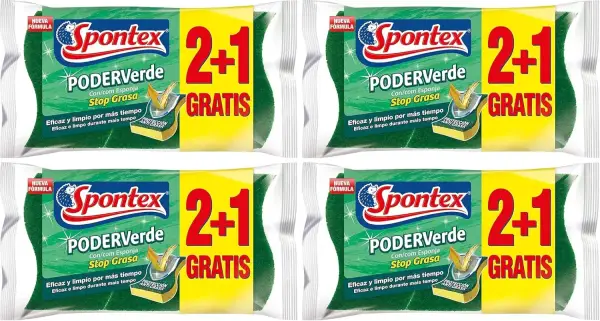 4x3 Estropajos de Fibra con Esponja Spontex 4x3 Estropajos de Fibra con Esponja Spontex