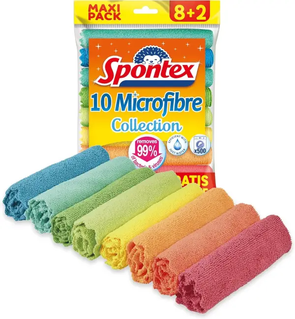10 Paños de Microfibra Spontex + 4 Gratis 10 Paños de Microfibra Spontex + 4 Gratis