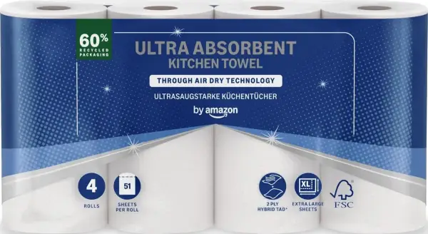 4 Rollos de Cocina Ultraabsorbente 4 Rollos de Cocina Ultraabsorbente