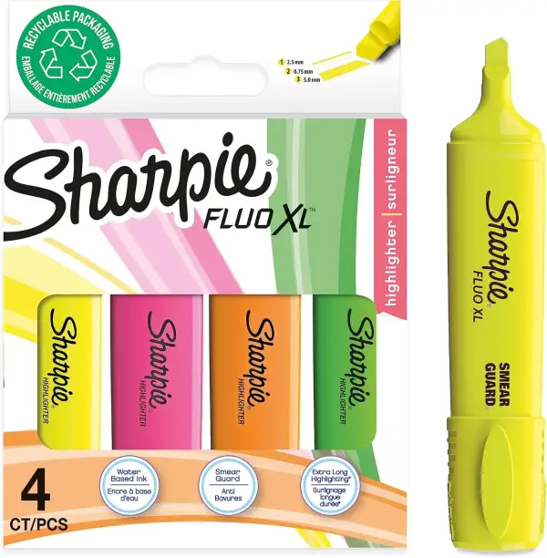 4 subrayadores fluorescentes Sharpie Fluo XL 4 subrayadores fluorescentes Sharpie Fluo XL