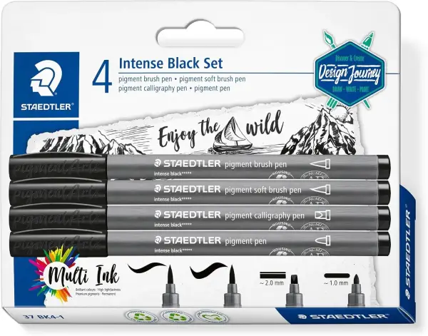 4 pinceles de pigmento negro intenso STAEDTLER 4 pinceles de pigmento negro intenso STAEDTLER