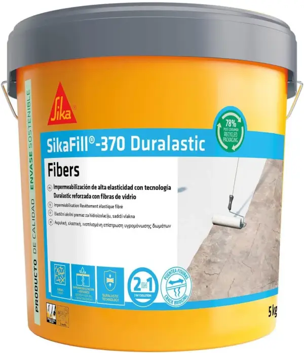 Impermeabilización fibra 5kg SikaFill 370 Fibers Gris Impermeabilización fibra 5kg SikaFill 370 Fibers Gris