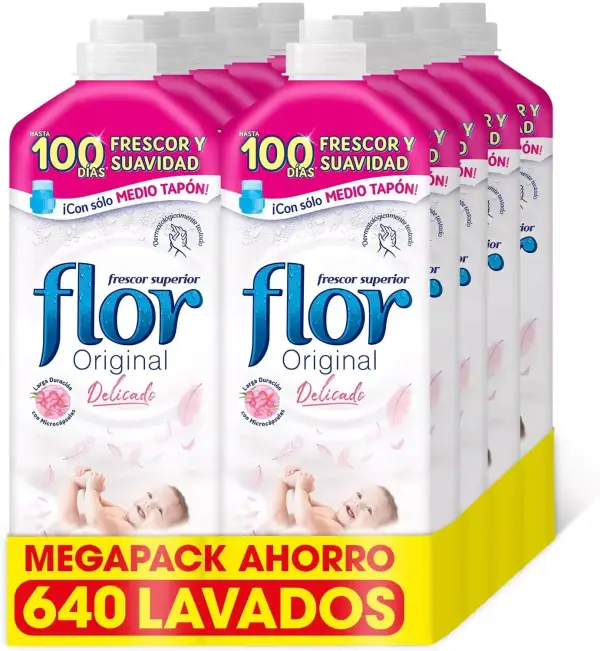 Pack de 8 Suavizante Flor Original Delicado de 640 Dosis Pack de 8 Suavizante Flor Original Delicado de 640 Dosis