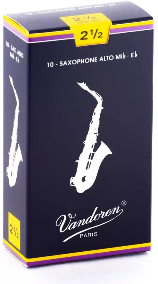 Caja de 10 cañas tradicional n.2.5 para saxofón alto Caja de 10 cañas tradicional n.2.5 para saxofón alto