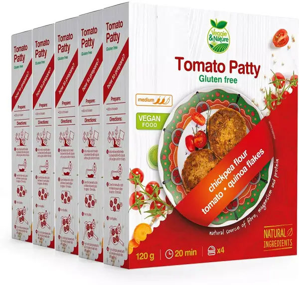 5 Paquetes de Mezcla para hamburguesas veganas de tomate 5 Paquetes de Mezcla para hamburguesas veganas de tomate