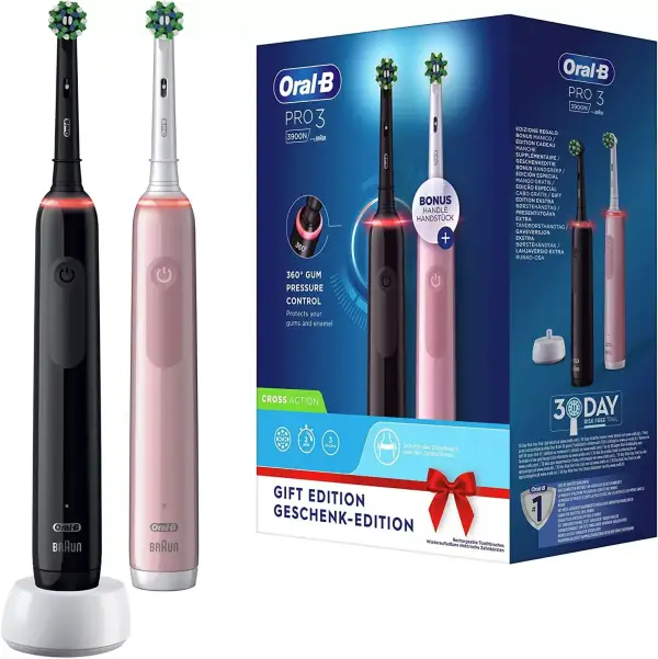 Pack de 2 cepillos Oral-B PRO 3 3900 N + 2 cabezales de recambio Pack de 2 cepillos Oral-B PRO 3 3900 N + 2 cabezales de recambio