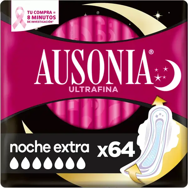 Pack 64x Compresas Ausonia Ultrafina Noche Extra Pack 64x Compresas Ausonia Ultrafina Noche Extra