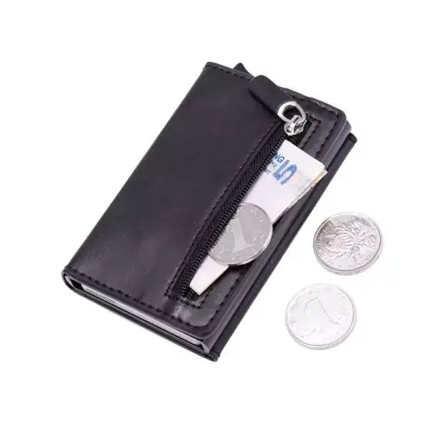 Monedero con revestimiento de metal para hombre Monedero con revestimiento de metal para hombre