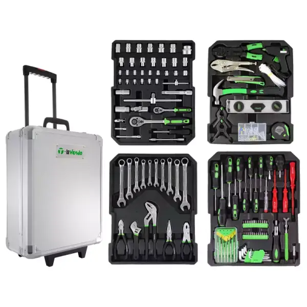 Maletín caja de herramientas trolley con ruedas y mango telescopico 399 piezas Maletín caja de herramientas trolley con ruedas y mango telescopico 399 piezas