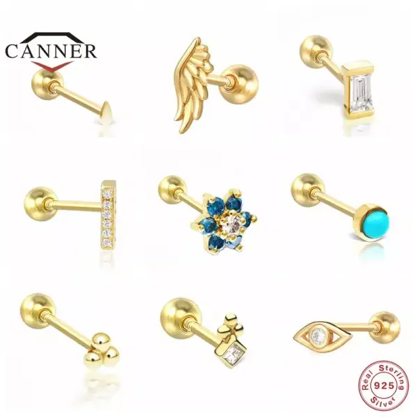 Pendientes pequeños de plata esterlina 925 para mujer Pendientes pequeños de plata esterlina 925 para mujer