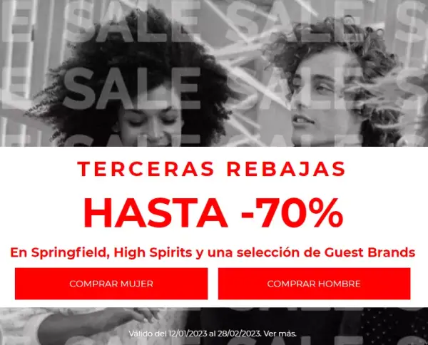 Hasta 70% de descuento en las Terceras Rebajas en Springfield Hasta 70% de descuento en las Terceras Rebajas en Springfield