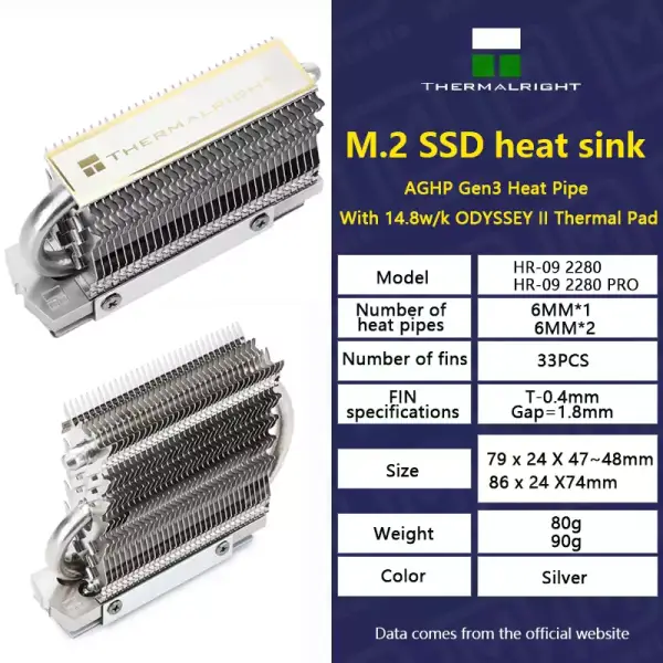 DisipadThermalright-HR-09 2280/HR-09 2280 PRO M.2 DisipadThermalright-HR-09 2280/HR-09 2280 PRO M.2