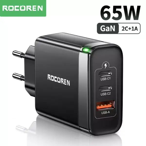 Rocoren-cargador USB tipo C GaN de 65W Rocoren-cargador USB tipo C GaN de 65W