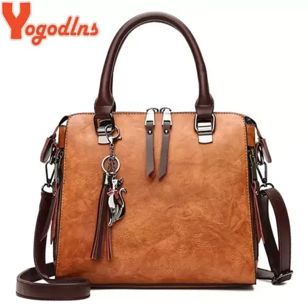 Yogodlns Bolso de hombro vintage con cremallera doble Yogodlns Bolso de hombro vintage con cremallera doble