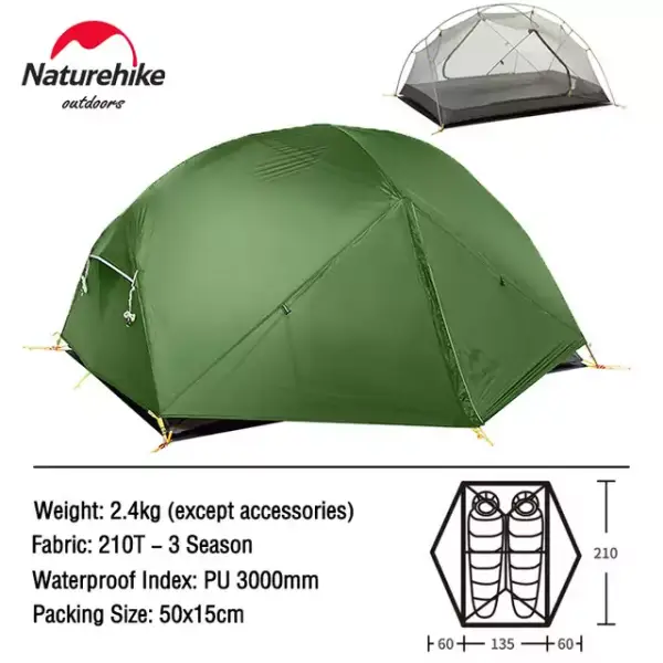 Naturehike tienda de campaña ultraligera para 2 personas Naturehike tienda de campaña ultraligera para 2 personas