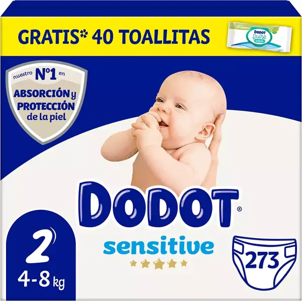 Dodot Sensitive Talla 2 273 Pañales + 1 Pack de 40 Toallitas Dodot Sensitive Talla 2 273 Pañales + 1 Pack de 40 Toallitas