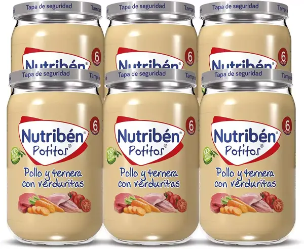 6 x 235g Nutribén Potitos De Pollo Y Ternera con Verduritas 6 x 235g Nutribén Potitos De Pollo Y Ternera con Verduritas