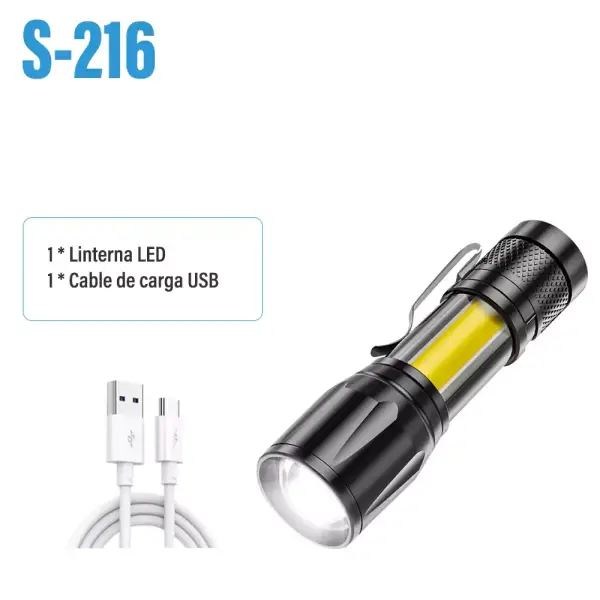 Mini linterna LED recargable USB Mini linterna LED recargable USB