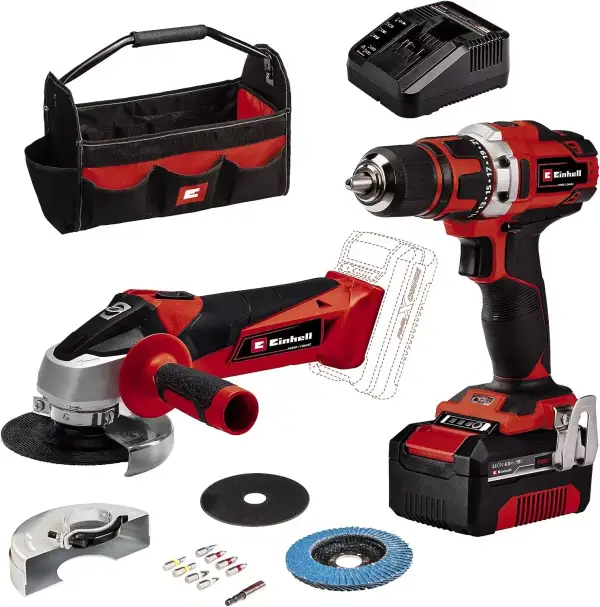 Einhell Taladro con batería + amoladora angular con batería Einhell Taladro con batería + amoladora angular con batería