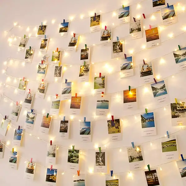 Tira de 40 Luces LED con 40 Clips de Maderas para Photo Clip Room Tira de 40 Luces LED con 40 Clips de Maderas para Photo Clip Room