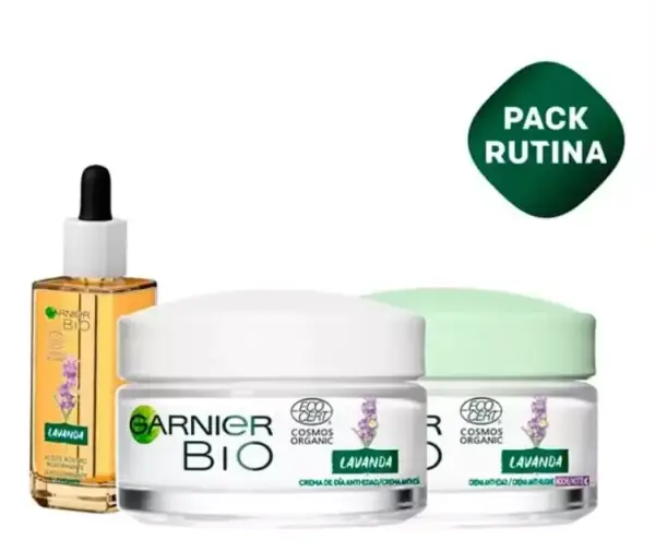 Pack rutina Garnier Serum aceite rostro + crema hidratación día + crema anti edad noche Pack rutina Garnier Serum aceite rostro + crema hidratación día + crema anti edad noche