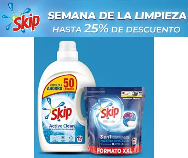 Hasta 25% dto en productos de limpieza Skip Hasta 25% dto en productos de limpieza Skip