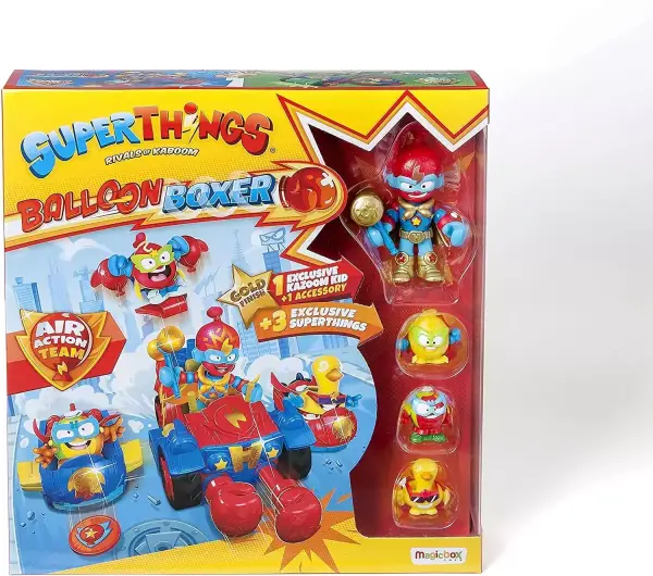 Vehículo + 2 vehículos pequeños acoplables + 1 Kazoom Kid exclusivo + 3 Superthings exclusivos Vehículo + 2 vehículos pequeños acoplables + 1 Kazoom Kid exclusivo + 3 Superthings exclusivos