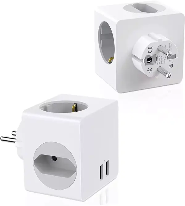 Ladron de enchufe 5 en 1 con 2 USB Ladron de enchufe 5 en 1 con 2 USB