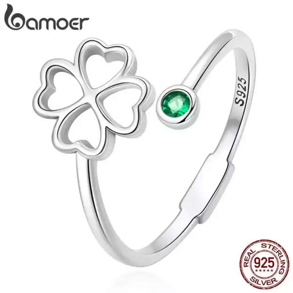 Anillo playa ley 925 trébol 4 hojas Anillo playa ley 925 trébol 4 hojas
