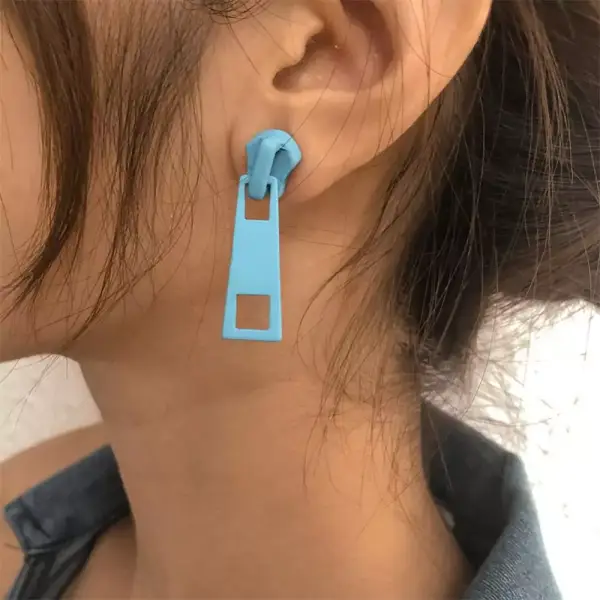 Pendientes para mujer con forma de cremallera Pendientes para mujer con forma de cremallera