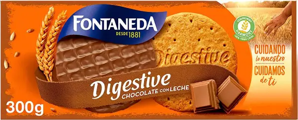 Fontaneda Digestive galletas cubiertas de chocolate con leche 300g Fontaneda Digestive galletas cubiertas de chocolate con leche 300g