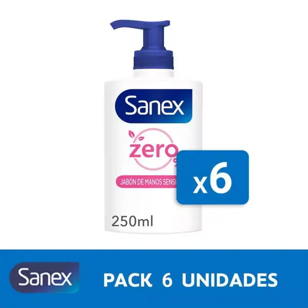 Pack de 6 botes de jabón líquido Sanex Zero de 250ml Pack de 6 botes de jabón líquido Sanex Zero de 250ml