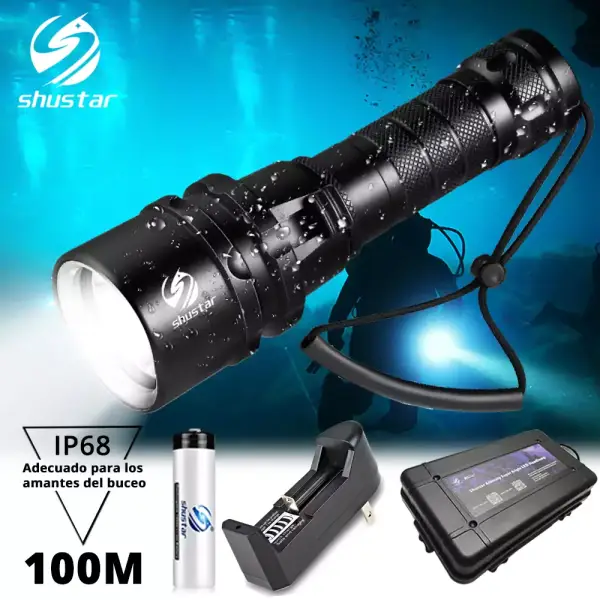 Linterna de buceo superbrillante IP68 Linterna de buceo superbrillante IP68