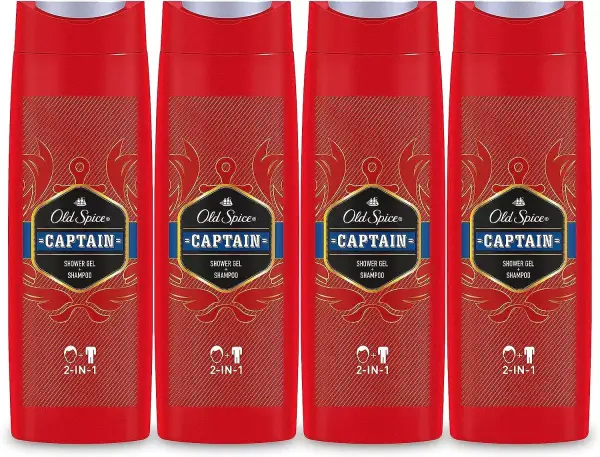 Old Spice Captain Gel de Ducha y Champú, para Hombres, 400 ml, PACK X4 Old Spice Captain Gel de Ducha y Champú, para Hombres, 400 ml, PACK X4