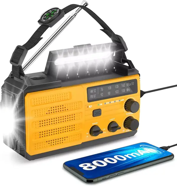 Radio de manivela Dynamo 8000mAh + Linterna y SOS Radio de manivela Dynamo 8000mAh + Linterna y SOS