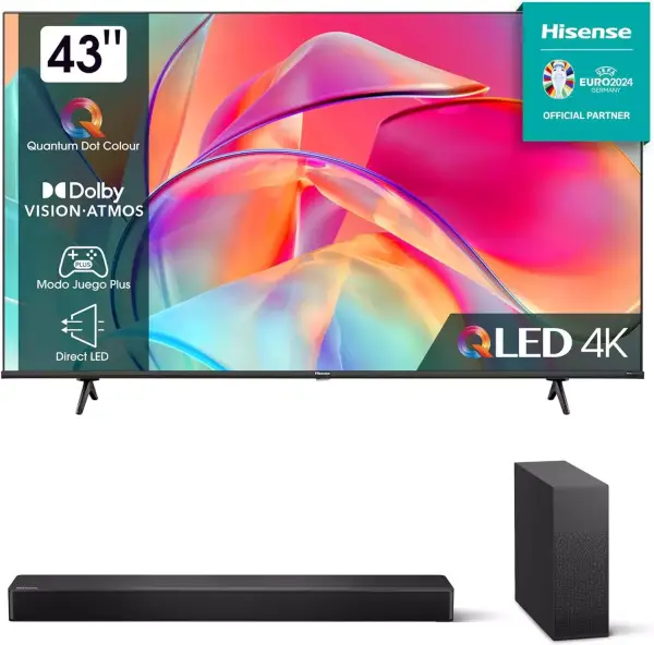 TV QLED Hisense 43" 4K + Barra sonido 240W TV QLED Hisense 43" 4K + Barra sonido 240W
