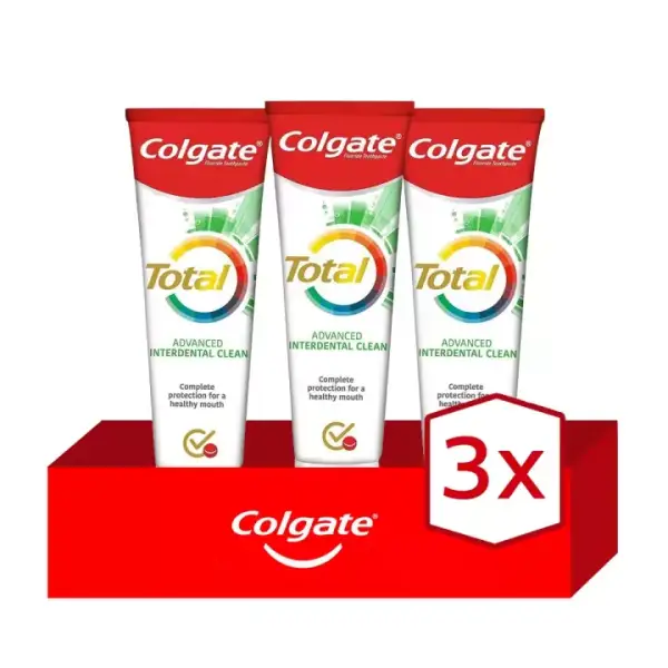 Pack 3 tubos dentífrico Colgate Total Advanced Limpieza Interdental 75ml Pack 3 tubos dentífrico Colgate Total Advanced Limpieza Interdental 75ml