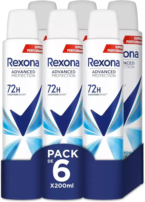 6x200Ml Desodorante Rexona Advance Protection Cotton Dry 72H 6x200Ml Desodorante Rexona Advance Protection Cotton Dry 72H