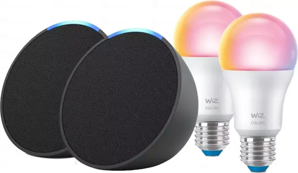 Pack 2 Echo Dot + 2 Bombillas Inteligentes WiZ Pack 2 Echo Dot + 2 Bombillas Inteligentes WiZ