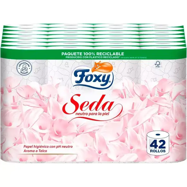 42 rollos Papel higiénico con pH Neutro Foxy Seda 42 rollos Papel higiénico con pH Neutro Foxy Seda