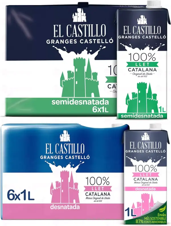 6x1L Leche El Castillo desnatada brik 6x1L Leche El Castillo desnatada brik