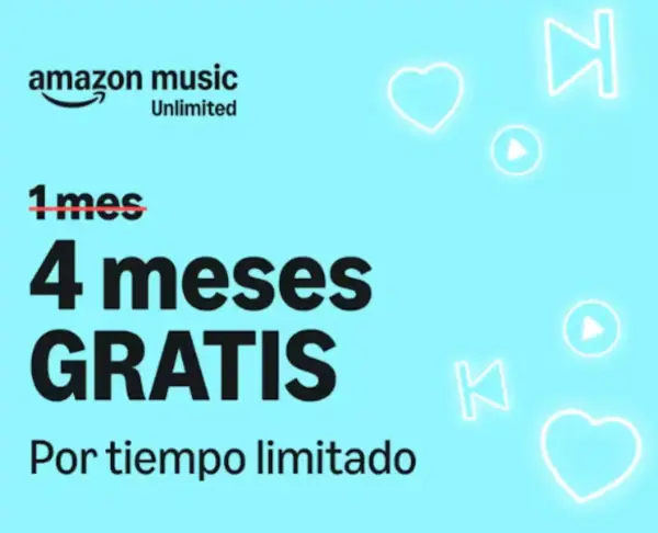 4 meses Amazon Music Unlimited (Individual o Familiar) 4 meses Amazon Music Unlimited (Individual o Familiar)