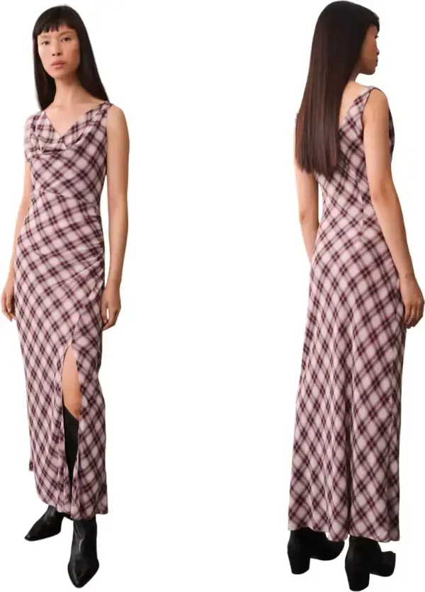 Vestido midi estampado cuadros Vestido midi estampado cuadros