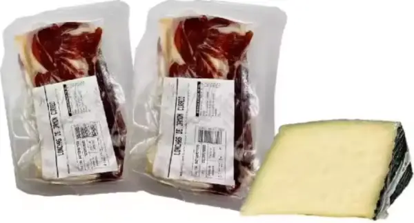 Pack 1kg lonchas jamón curado + cuña de queso Pack 1kg lonchas jamón curado + cuña de queso