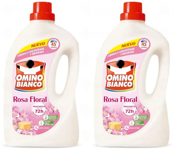 2x 45 lavados Omino Bianco Detergente Líquido Rosa Floral 2x 45 lavados Omino Bianco Detergente Líquido Rosa Floral