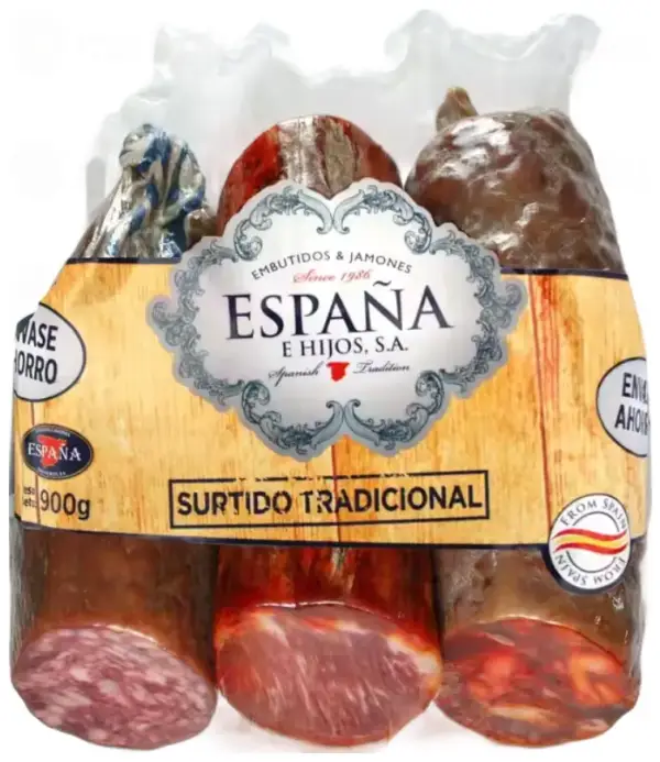 Lomo Embuchado + Chorizo Extra + Salchichón Extra España e Hijos 900g Lomo Embuchado + Chorizo Extra + Salchichón Extra España e Hijos 900g