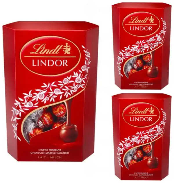 3x200gr Lindt bombones LINDOR CORNET surtido 3x200gr Lindt bombones LINDOR CORNET surtido