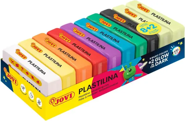 Jovi 10x plastilina de colores que brilla en la oscuridad Jovi 10x plastilina de colores que brilla en la oscuridad