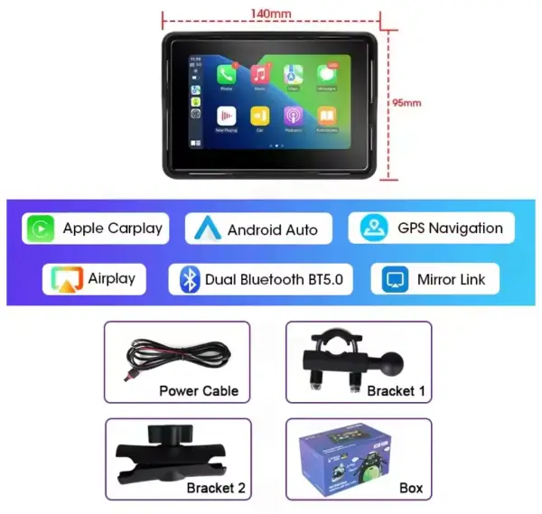 Monitor portátil para motocicleta 5,7" carplay DVR Monitor portátil para motocicleta 5,7" carplay DVR